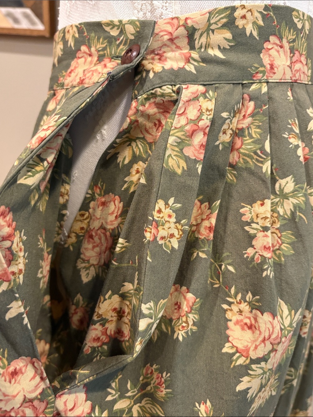 Vintage Ralph Lauren Country 90s Floral Pleated Flared Tiered Hem Maxi Skirt 10 - Picture 8 of 11